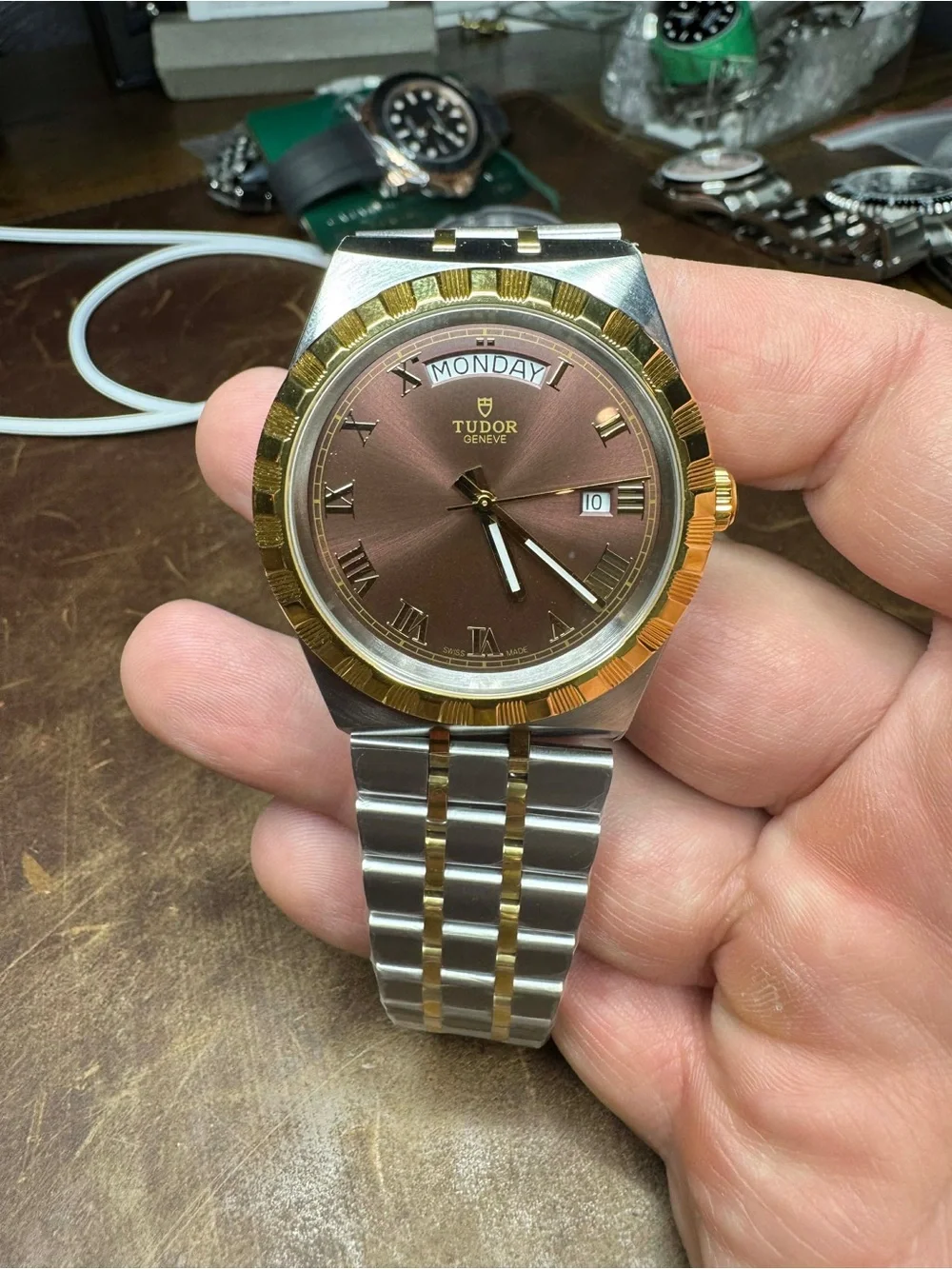 VFS Tudor Royal Two-Tone Watch with Brown Dial and Gold Bezel - Picture 2 of 3